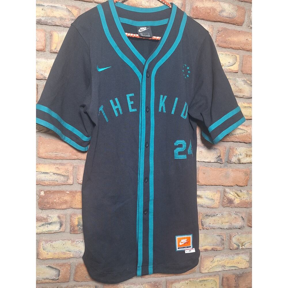 Nike Ken Griffey Jr The Kid 24 Baseball Jersey Black Teal Mens Small- Never Worn